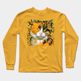 Cat with yellow eyes Long Sleeve T-Shirt